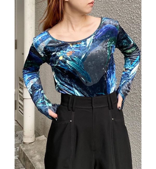 MURUA「ニュアンスプリントベロアトップス」|Tシャツ・カットソー|