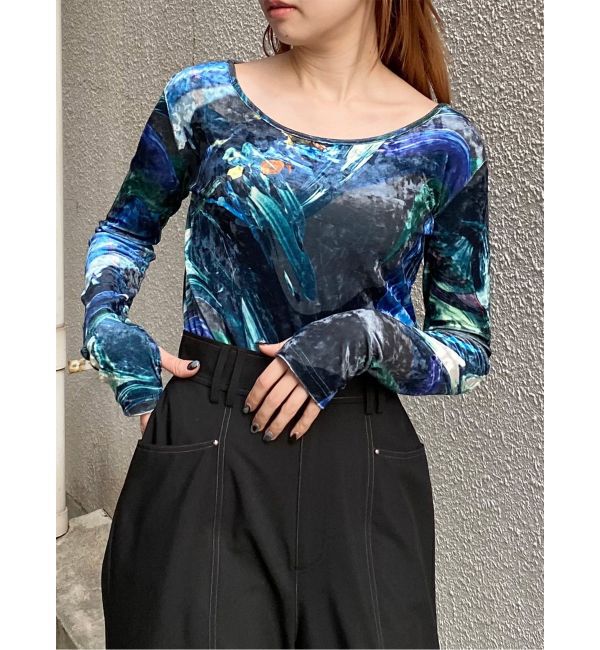 MURUA「ニュアンスプリントベロアトップス」|Tシャツ・カットソー|