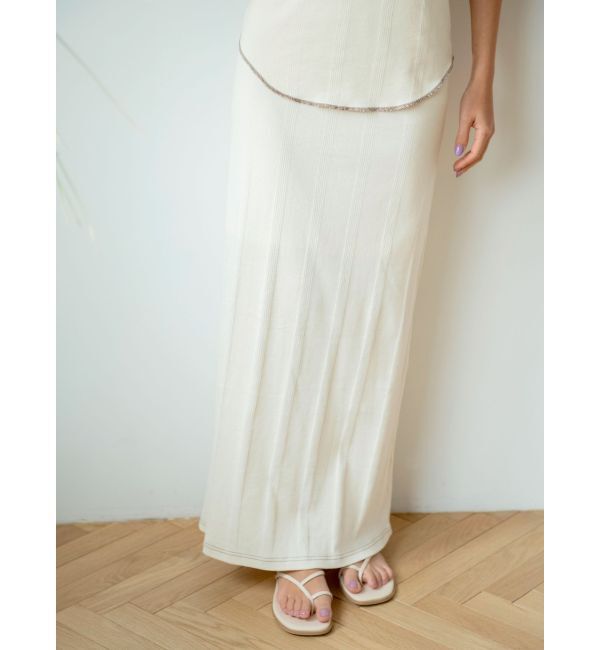 Ungrid「Miller別注 カラーステッチストレートスカート」|スカート|オフホワイト
