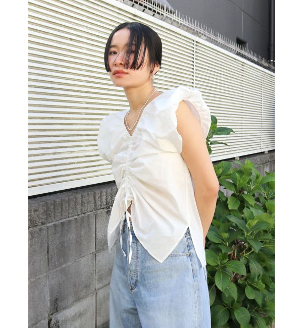 Ungrid「フロントギャザーブラウス」|シャツ・ブラウス|オフホワイト