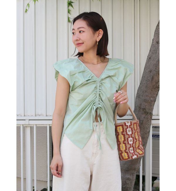 Ungrid「フロントギャザーブラウス」|シャツ・ブラウス|グリーン