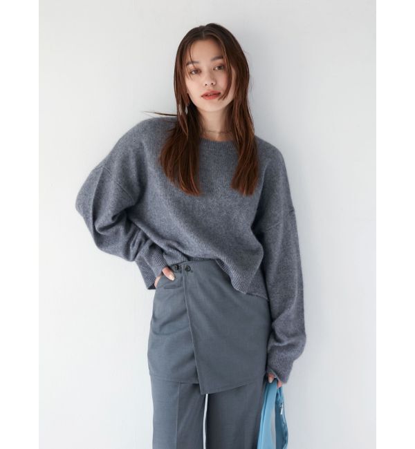 Ungrid「ラクーン混ルーズニット」|ニット・セーター|ライトグレー