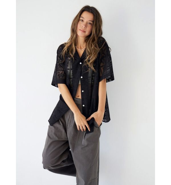 Ungrid「レース開襟ハーフスリーブシャツ」|シャツ・ブラウス|