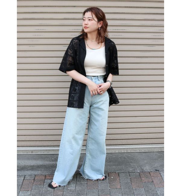 Ungrid「レース開襟ハーフスリーブシャツ」|シャツ・ブラウス|