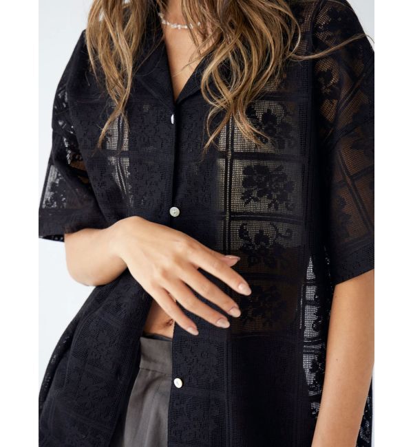 Ungrid「レース開襟ハーフスリーブシャツ」|シャツ・ブラウス|