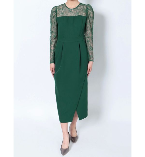 LAGUNAMOON「【WEB限定】LADYスリーブレースカッティングドレス」|ワンピース|