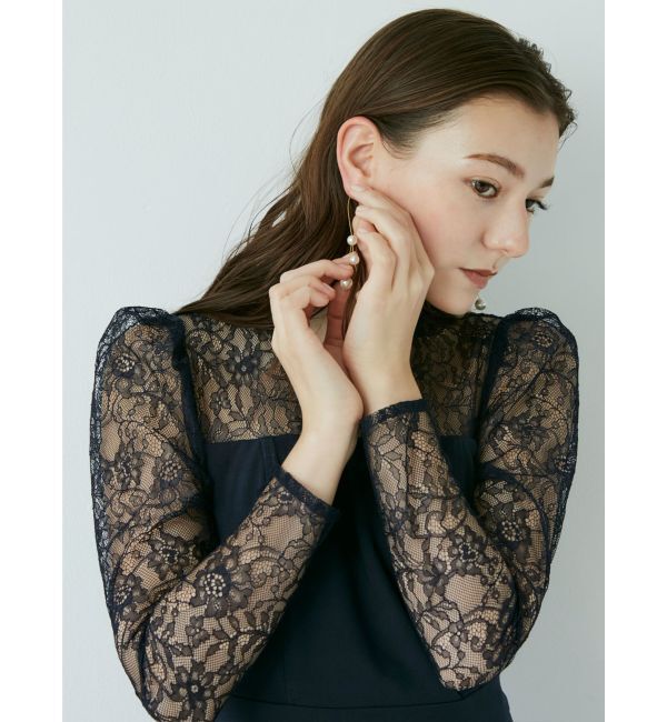 LAGUNAMOON「【WEB限定】LADYスリーブレースカッティングドレス」|ワンピース|