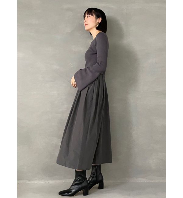 LAGUNAMOON「ドッキングタフタニットワンピース」|ワンピース|