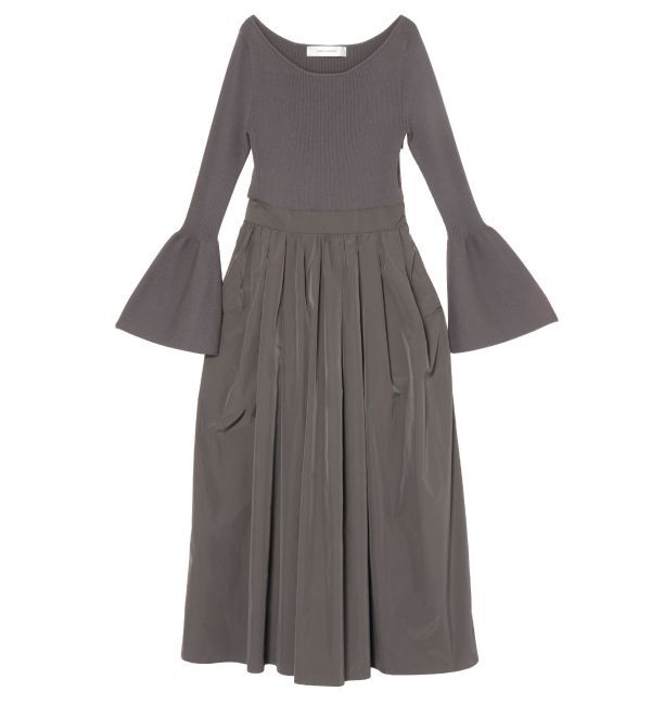 LAGUNAMOON「ドッキングタフタニットワンピース」|ワンピース|チャコールグレー