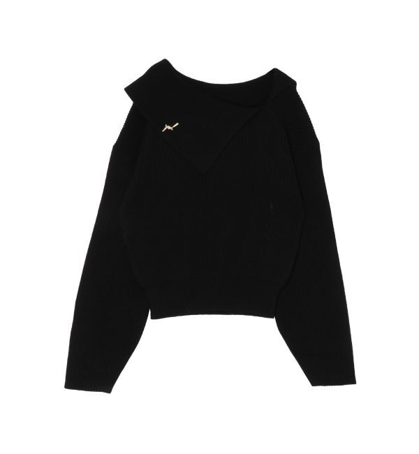 LAGUNAMOON「アシンメトリーカラーブローチ付きニット」|ニット・セーター|