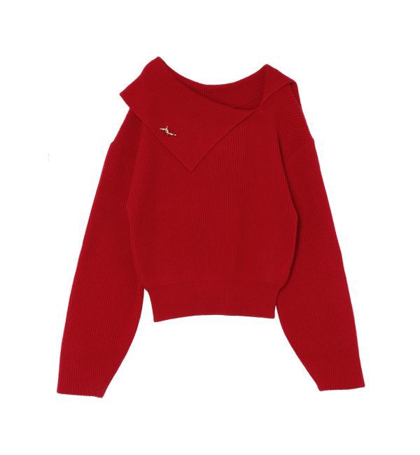 LAGUNAMOON「アシンメトリーカラーブローチ付きニット」|ニット・セーター|