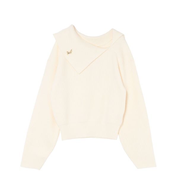 LAGUNAMOON「アシンメトリーカラーブローチ付きニット」|ニット・セーター|