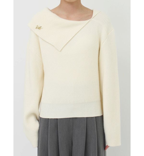 LAGUNAMOON「アシンメトリーカラーブローチ付きニット」|ニット・セーター|