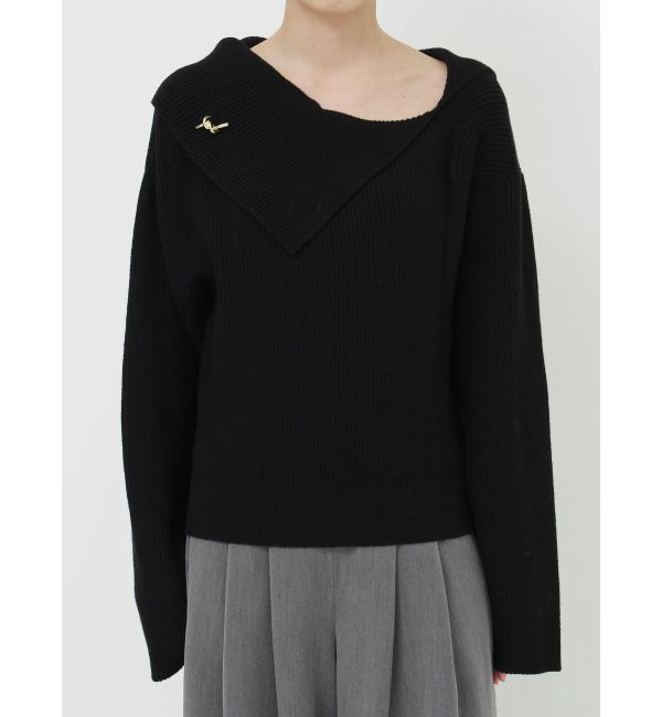 LAGUNAMOON「アシンメトリーカラーブローチ付きニット」|ニット・セーター|