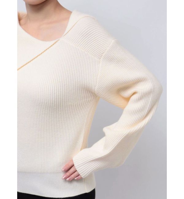 LAGUNAMOON「アシンメトリーカラーブローチ付きニット」|ニット・セーター|