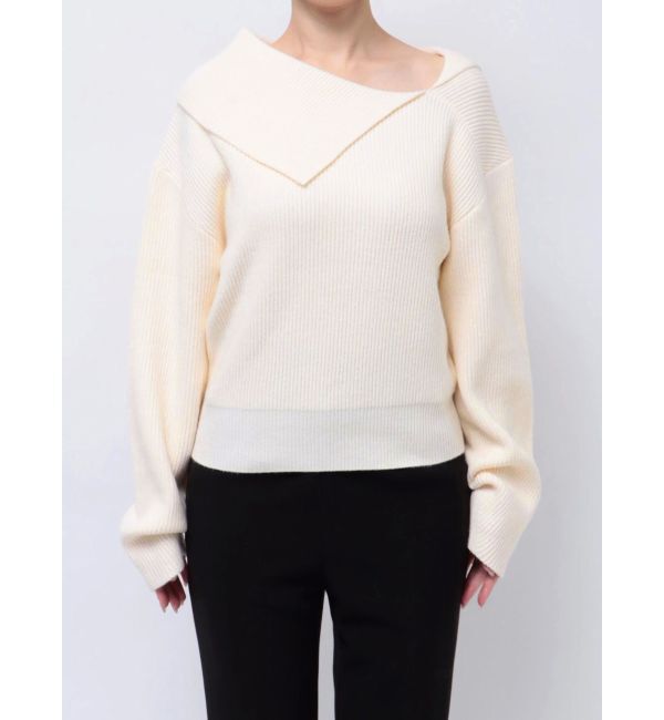 LAGUNAMOON「アシンメトリーカラーブローチ付きニット」|ニット・セーター|