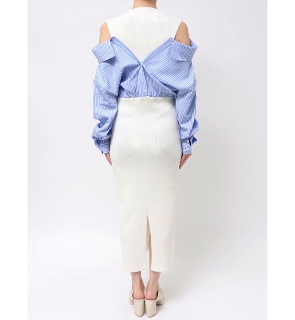 LAGUNAMOON「シャツドッキングリブニットワンピース」|ワンピース|