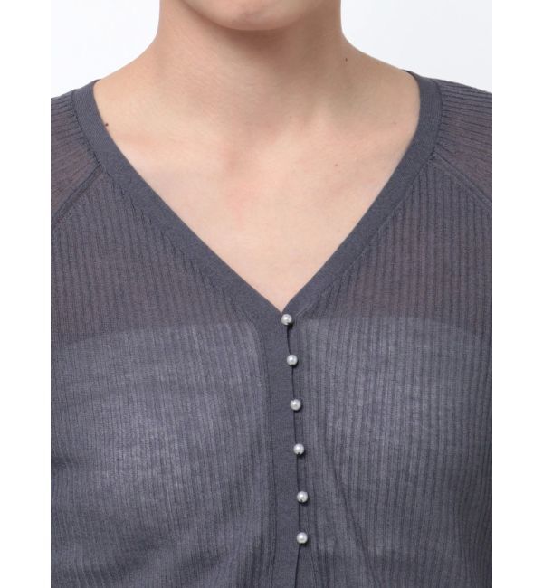 LAGUNAMOON「ミニパールボタンショートニットカーディガン」|カーディガン|
