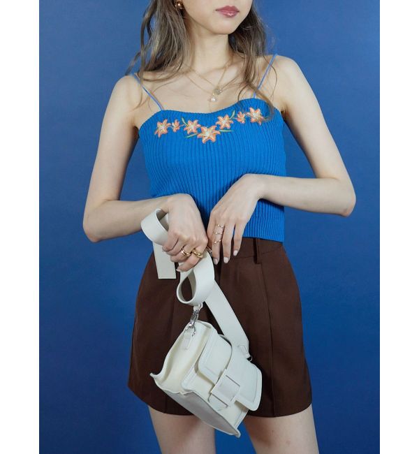 EVRIS「Embroideryニットキャミトップス」|キャミソール|