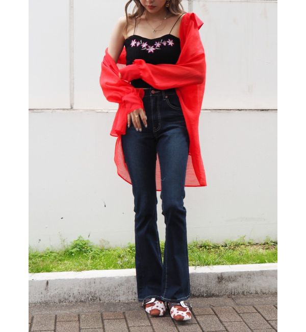 EVRIS「Embroideryニットキャミトップス」|キャミソール|