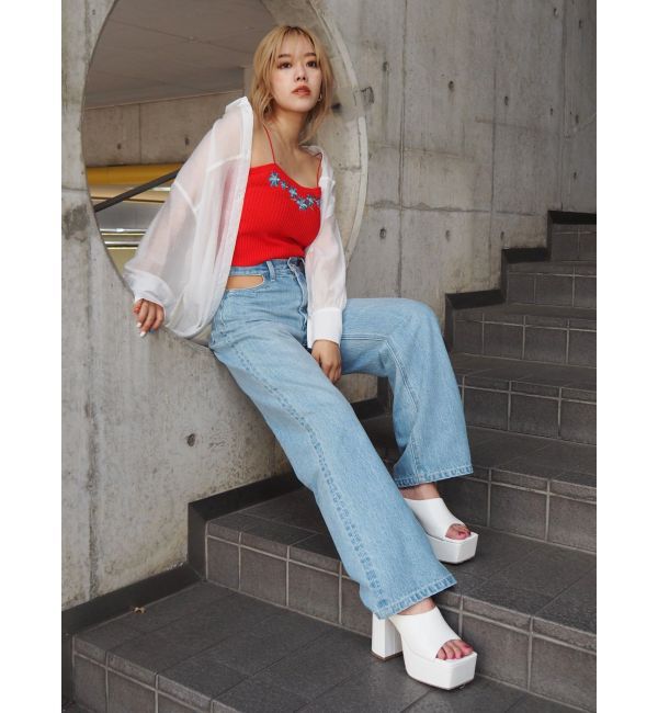 EVRIS「Embroideryニットキャミトップス」|キャミソール|