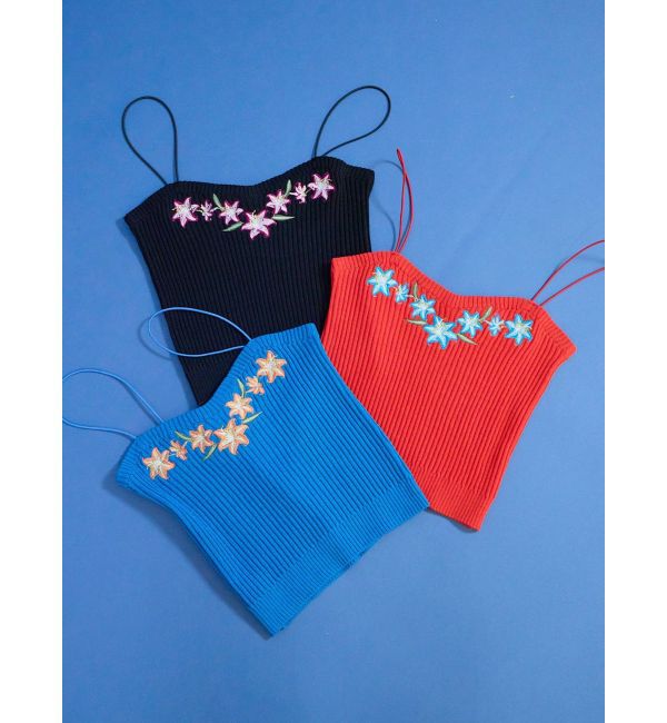 EVRIS「Embroideryニットキャミトップス」|キャミソール|