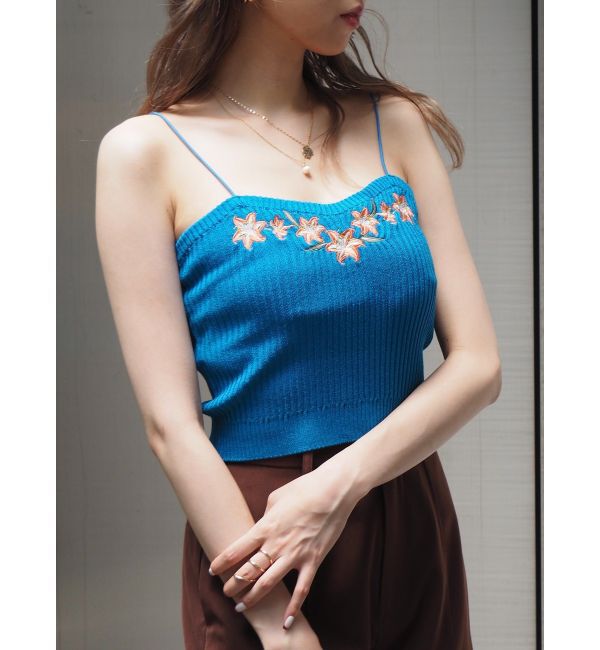 EVRIS「Embroideryニットキャミトップス」|キャミソール|