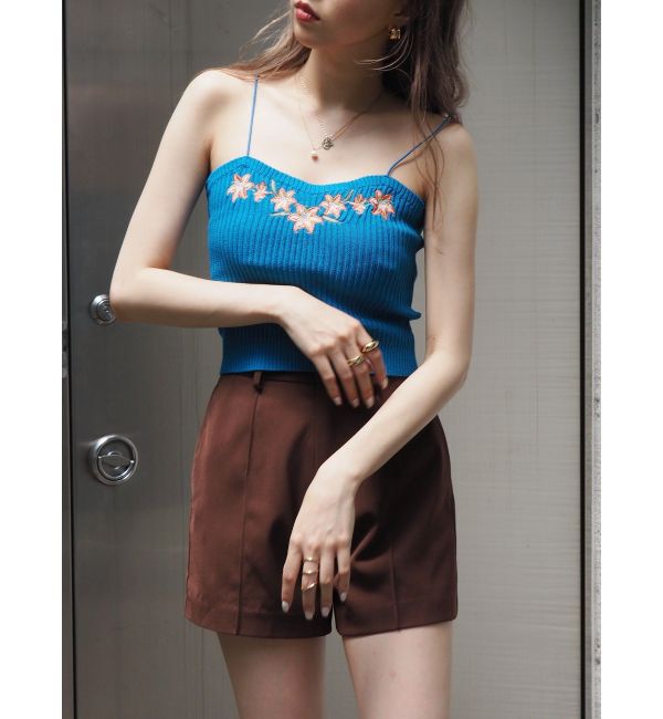 EVRIS「Embroideryニットキャミトップス」|キャミソール|