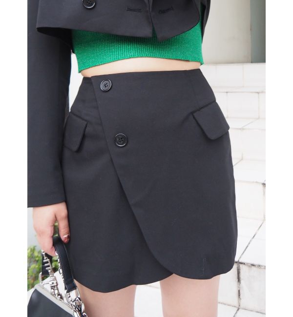 EVRIS「ラップデザインミニスカート【セットアップ着用可能】」|スカート|ブラック