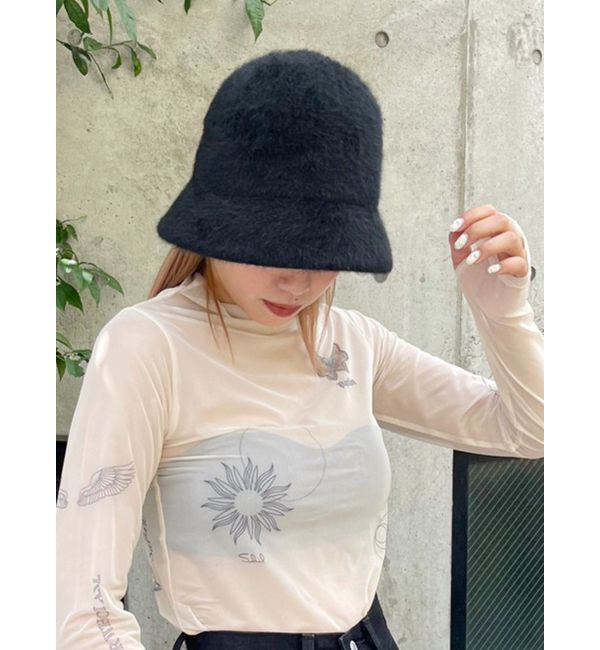 EVRIS「フェイクファーバケットハット」|ハット|ブラック