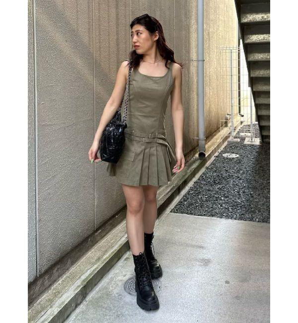 EVRIS「エッジデザインプリーツジャンスカ」|ジャンパースカート|