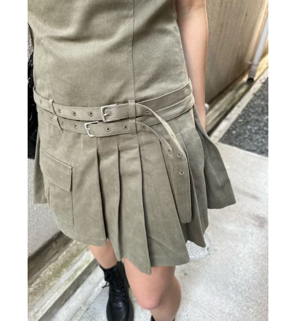 EVRIS「エッジデザインプリーツジャンスカ」|ジャンパースカート|