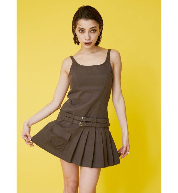 EVRIS「エッジデザインプリーツジャンスカ」|ジャンパースカート|