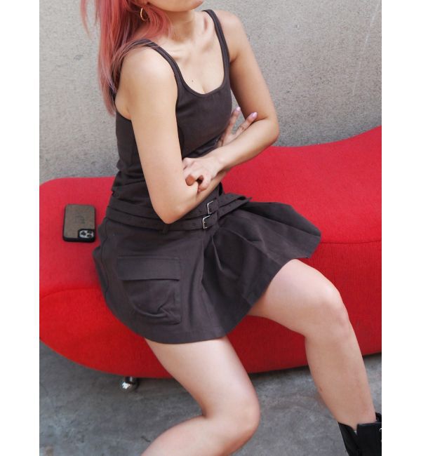 EVRIS「エッジデザインプリーツジャンスカ」|ジャンパースカート|