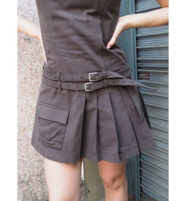 EVRIS「エッジデザインプリーツジャンスカ」|ジャンパースカート|