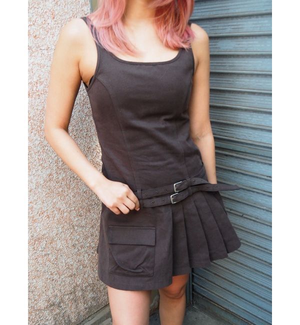 EVRIS「エッジデザインプリーツジャンスカ」|ジャンパースカート|