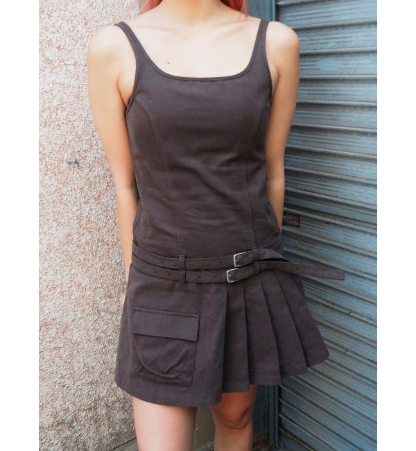 EVRIS「エッジデザインプリーツジャンスカ」|ジャンパースカート|