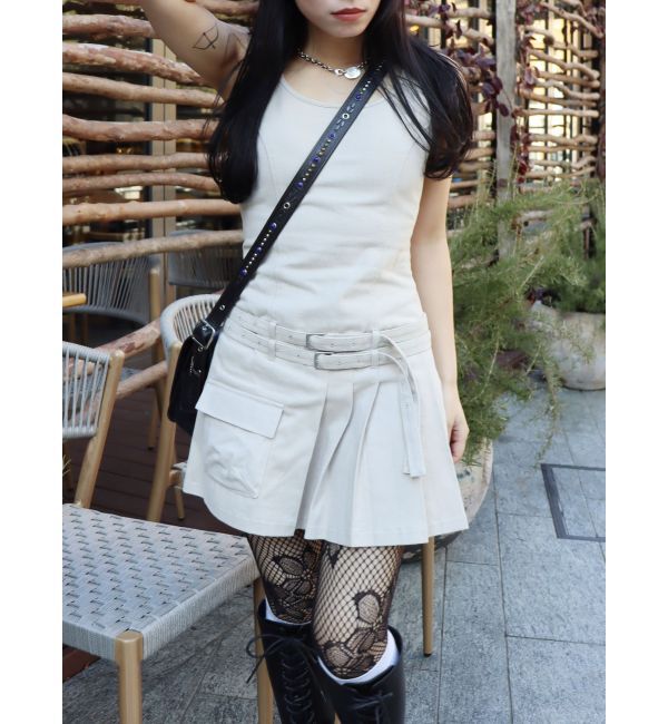 EVRIS「エッジデザインプリーツジャンスカ」|ジャンパースカート|