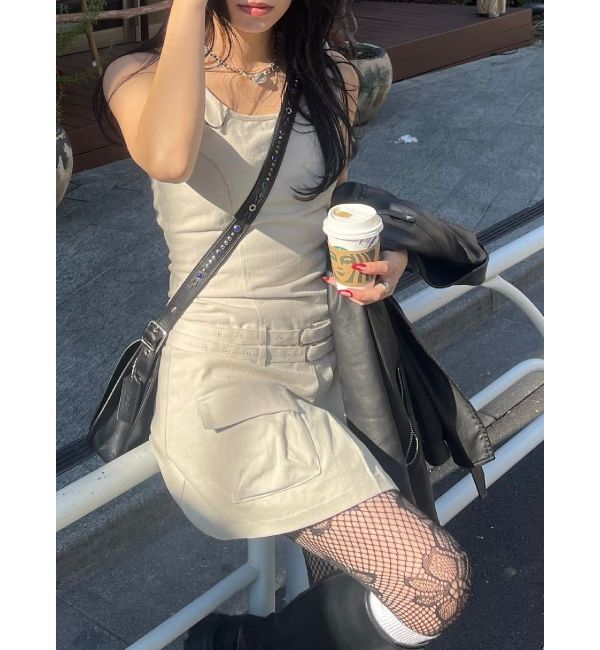 EVRIS「エッジデザインプリーツジャンスカ」|ジャンパースカート|