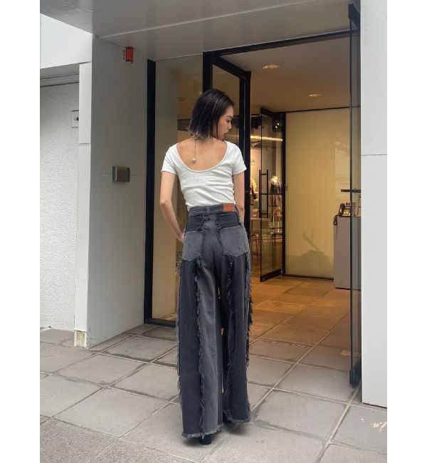 EVRIS「バックオープンリブショートTシャツ」|Tシャツ・カットソー|