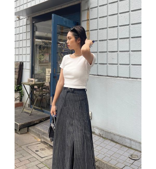 EVRIS「バックオープンリブショートTシャツ」|Tシャツ・カットソー|