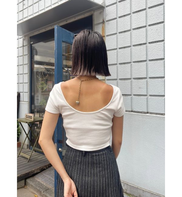 EVRIS「バックオープンリブショートTシャツ」|Tシャツ・カットソー|