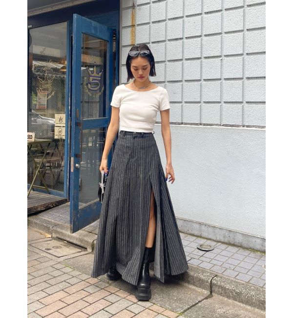 EVRIS「バックオープンリブショートTシャツ」|Tシャツ・カットソー|