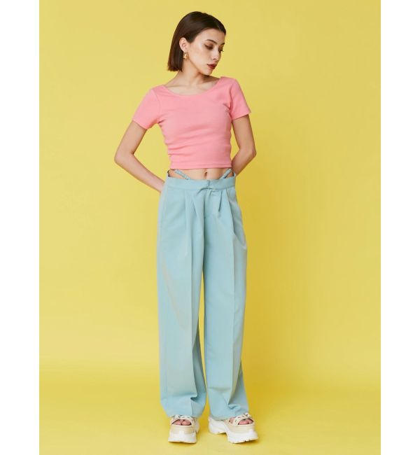 EVRIS「バックオープンリブショートTシャツ」|Tシャツ・カットソー|