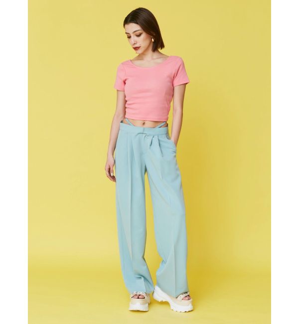 EVRIS「バックオープンリブショートTシャツ」|Tシャツ・カットソー|