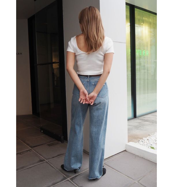 EVRIS「バックオープンリブショートTシャツ」|Tシャツ・カットソー|