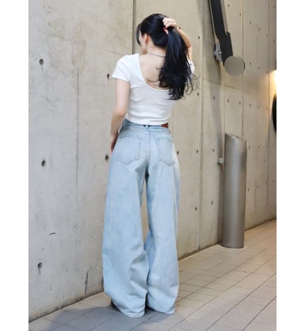 EVRIS「バックオープンリブショートTシャツ」|Tシャツ・カットソー|