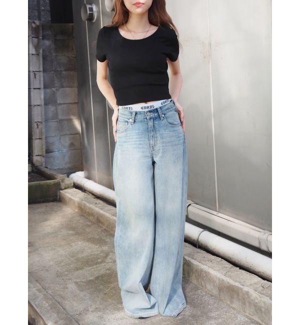 EVRIS「バックオープンリブショートTシャツ」|Tシャツ・カットソー|