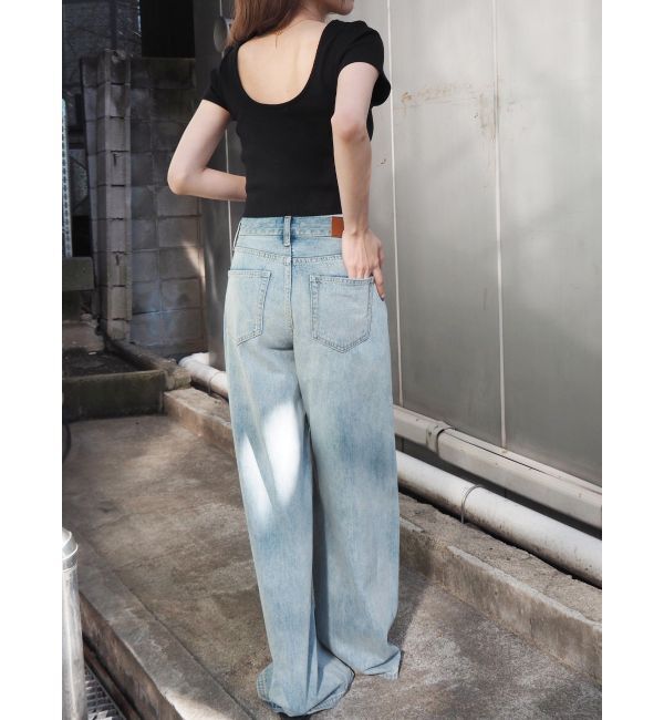 EVRIS「バックオープンリブショートTシャツ」|Tシャツ・カットソー|