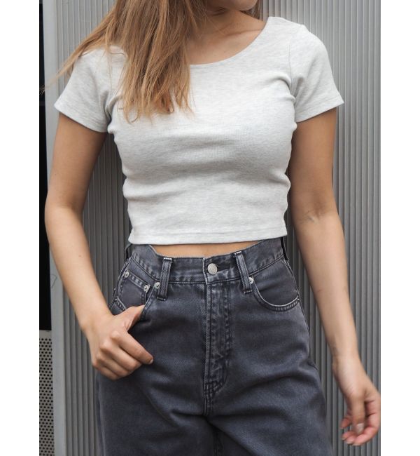EVRIS「バックオープンリブショートTシャツ」|Tシャツ・カットソー|